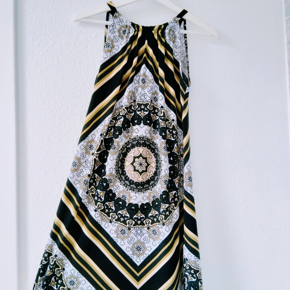 Summer dress gold black and white